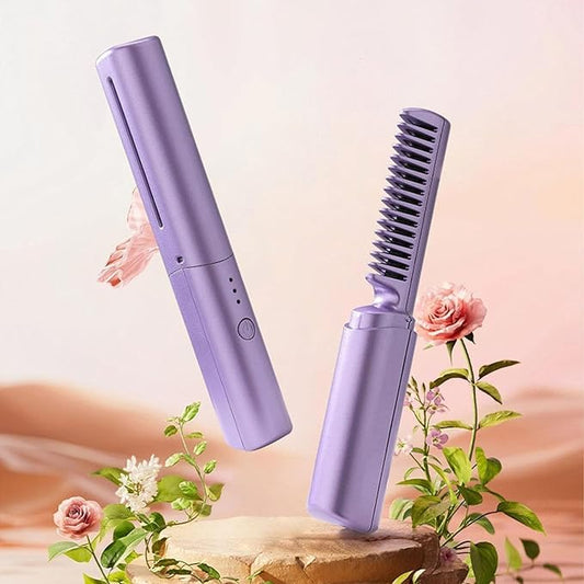 Portable Mini Hair Straightener Cordless Rechargeable Mini Adjustable Hair Straightener Hot Comb